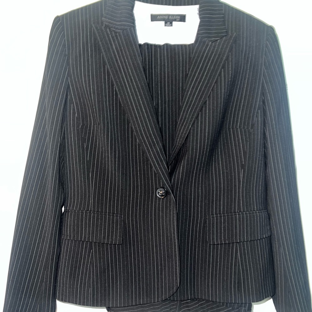 Anne Klein Charcoal Striped Women's Pantsuit